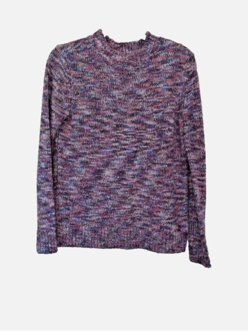 LOFT Marled Knit Sweater Womens XS Mock Neck Multicolor Pink Blue Cozy Pullover